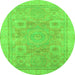 Round Abstract Green Modern Rug, abs1462grn