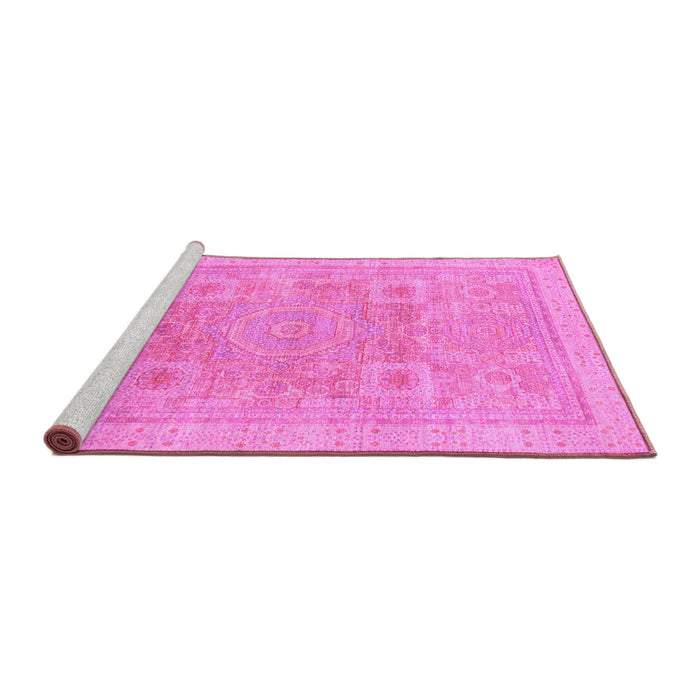 Sideview of Machine Washable Abstract Pink Modern Rug, wshabs1462pnk