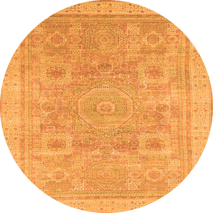 Round Abstract Orange Modern Rug, abs1462org