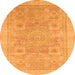 Round Abstract Orange Modern Rug, abs1462org