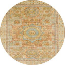 Round Abstract Gold Modern Rug, abs1462