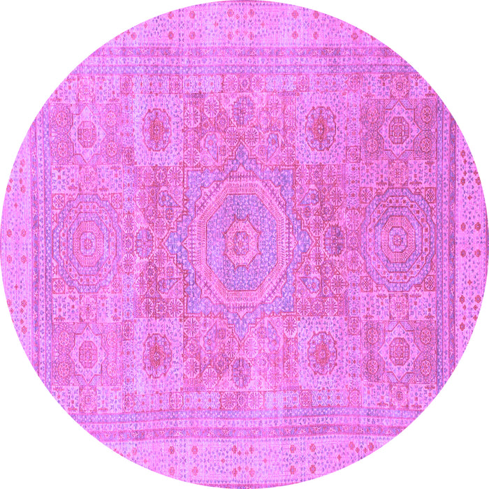 Round Machine Washable Abstract Purple Modern Area Rugs, wshabs1462pur