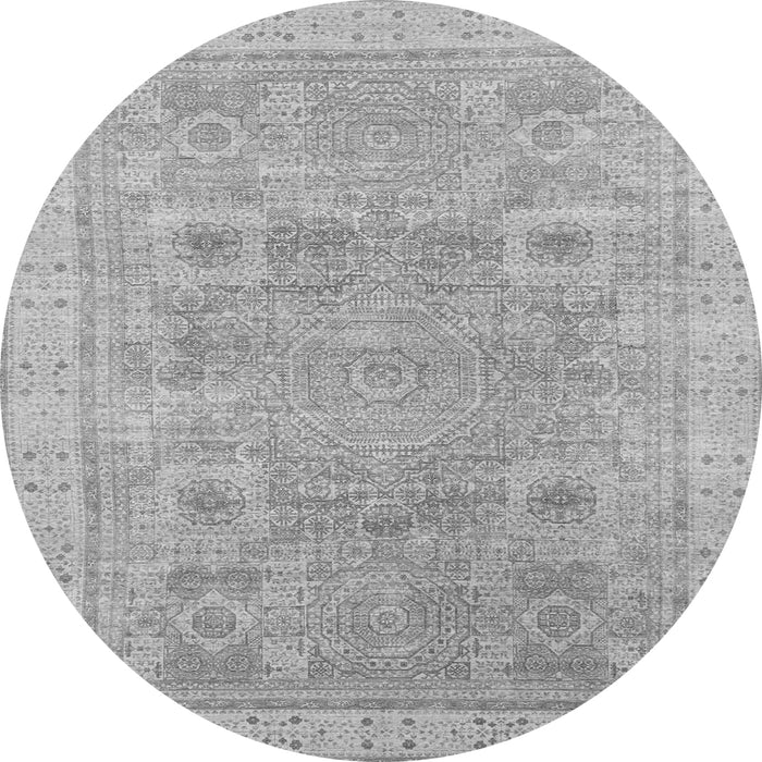 Round Machine Washable Abstract Gray Modern Rug, wshabs1462gry