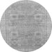 Round Machine Washable Abstract Gray Modern Rug, wshabs1462gry