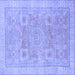 Square Abstract Blue Modern Rug, abs1462blu