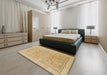 Abstract Gold Modern Rug in a Bedroom, abs1462