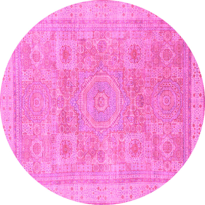 Round Abstract Pink Modern Rug, abs1462pnk