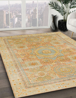Machine Washable Abstract Gold Rug in a Family Room, wshabs1462