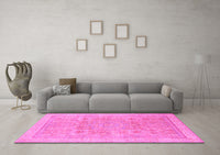 Machine Washable Abstract Pink Modern Rug, wshabs1462pnk