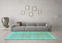 Machine Washable Abstract Light Blue Modern Rug, wshabs1462lblu