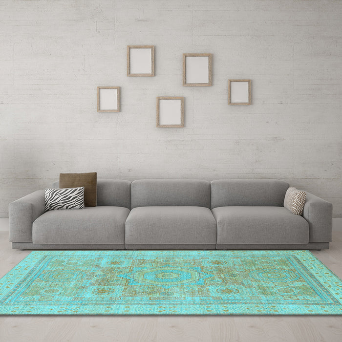 Machine Washable Abstract Light Blue Modern Rug in a Living Room, wshabs1462lblu