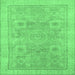 Square Abstract Emerald Green Modern Rug, abs1462emgrn