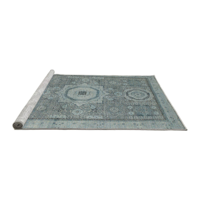 Sideview of Machine Washable Abstract Baby Blue Rug, wshabs1463