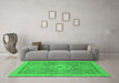 Machine Washable Abstract Green Modern Area Rugs in a Living Room,, wshabs1463grn