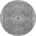 Round Machine Washable Abstract Gray Modern Rug, wshabs1463gry