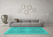 Machine Washable Abstract Turquoise Modern Area Rugs in a Living Room,, wshabs1463turq