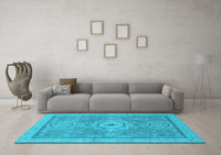 Machine Washable Abstract Light Blue Modern Rug, wshabs1463lblu