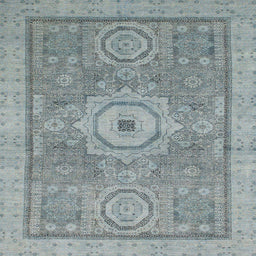 Square Abstract Blue Modern Rug, abs1463