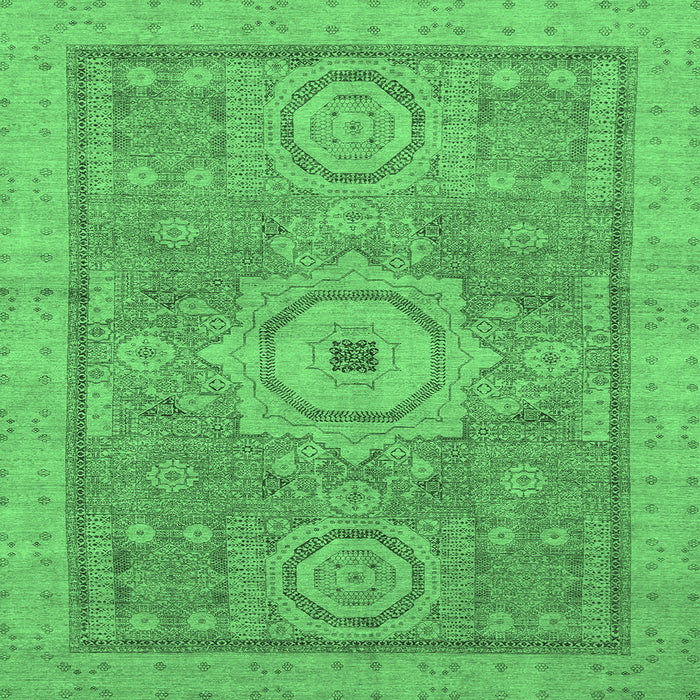 Square Abstract Emerald Green Modern Rug, abs1463emgrn