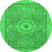 Round Abstract Green Modern Rug, abs1463grn