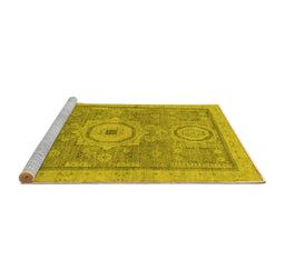Sideview of Machine Washable Abstract Yellow Modern Rug, wshabs1463yw