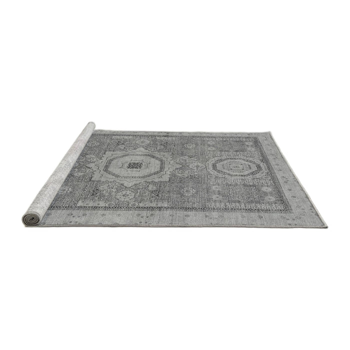 Sideview of Machine Washable Abstract Gray Modern Rug, wshabs1463gry