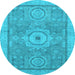 Round Machine Washable Abstract Light Blue Modern Rug, wshabs1463lblu