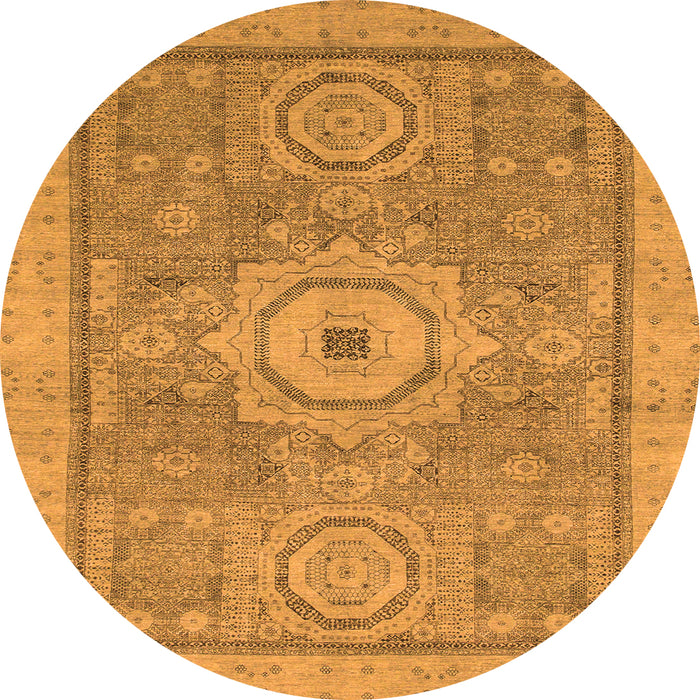 Round Abstract Orange Modern Rug, abs1463org