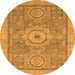 Round Abstract Orange Modern Rug, abs1463org