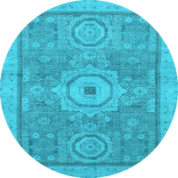 Round Abstract Light Blue Modern Rug, abs1463lblu