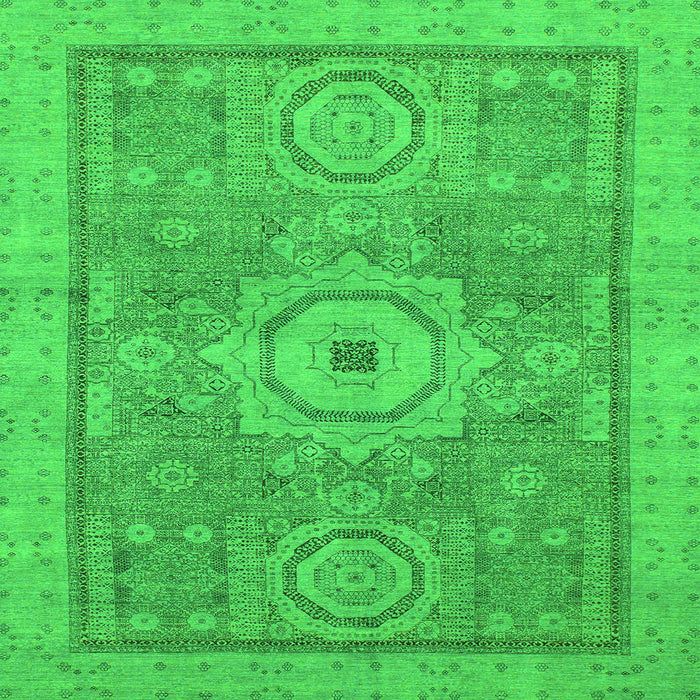 Square Abstract Green Modern Rug, abs1463grn