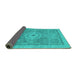 Sideview of Abstract Turquoise Modern Rug, abs1463turq