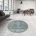 Round Machine Washable Abstract Baby Blue Rug in a Office, wshabs1463