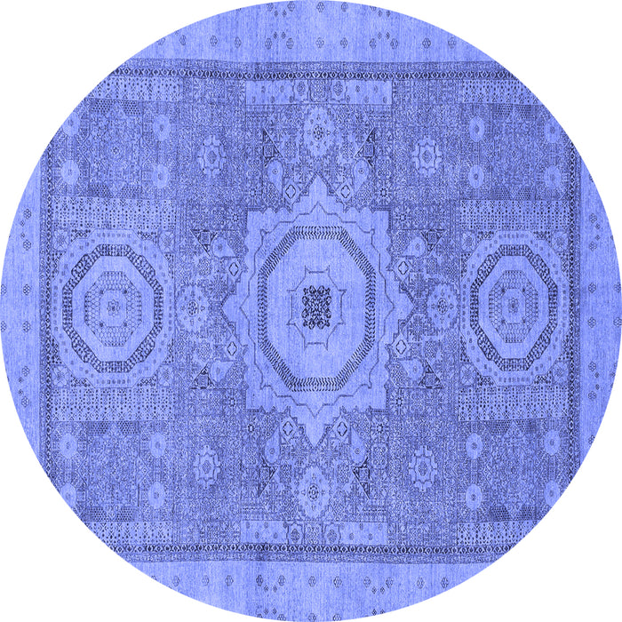 Round Abstract Blue Modern Rug, abs1463blu