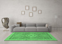 Machine Washable Abstract Emerald Green Modern Rug, wshabs1463emgrn