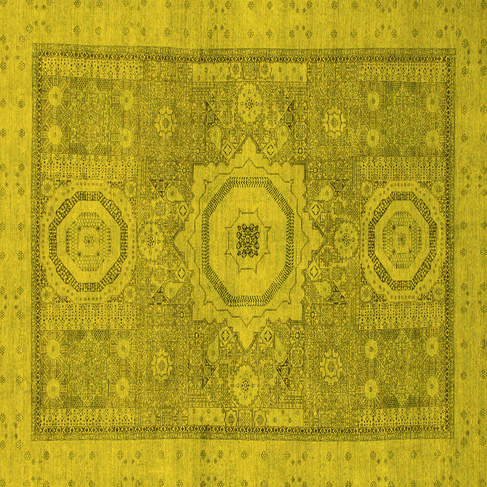 Square Abstract Yellow Modern Rug, abs1463yw