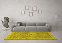 Machine Washable Abstract Yellow Modern Rug, wshabs1463yw