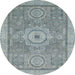 Round Abstract Blue Modern Rug, abs1463