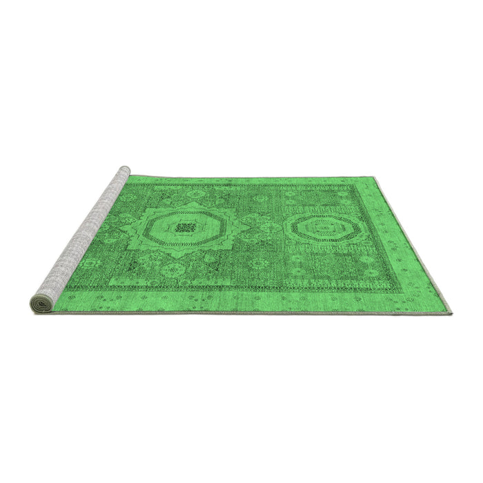 Sideview of Machine Washable Abstract Emerald Green Modern Area Rugs, wshabs1463emgrn