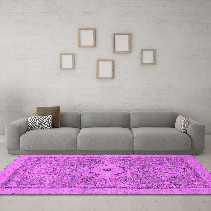 Machine Washable Abstract Pink Modern Rug in a Living Room, wshabs1463pnk