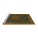 Sideview of Machine Washable Abstract Sepia Brown Rug, wshabs1464