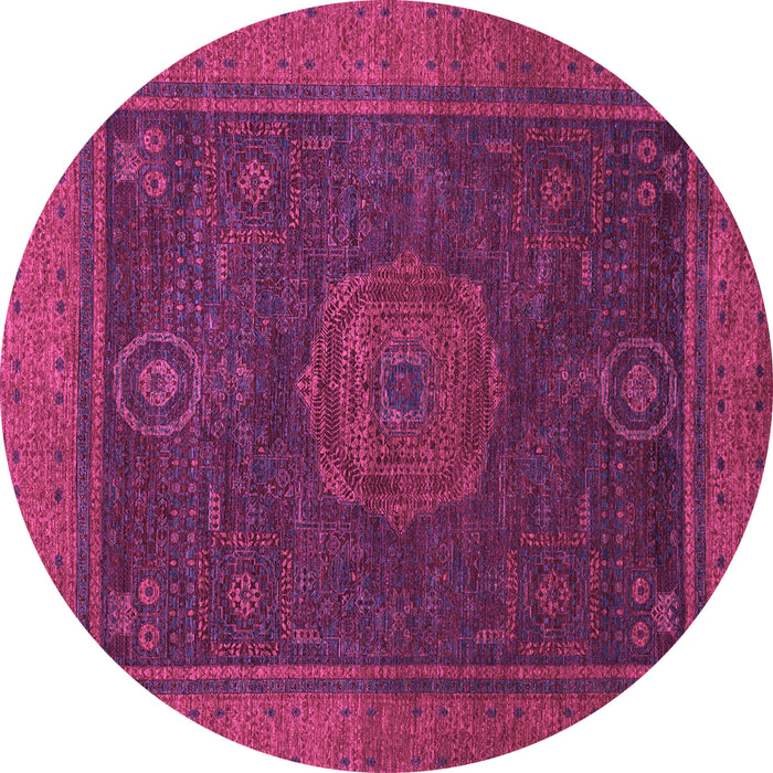 Round Machine Washable Abstract Pink Modern Rug, wshabs1464pnk