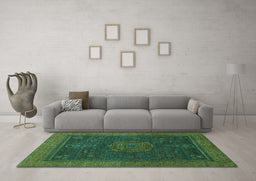 Machine Washable Abstract Turquoise Modern Area Rugs in a Living Room,, wshabs1464turq