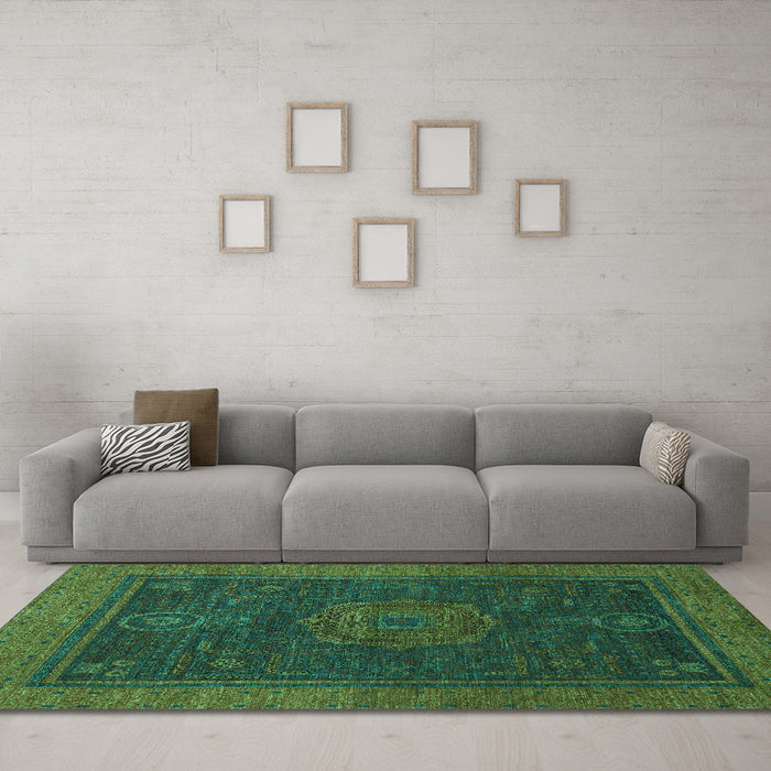 Machine Washable Abstract Turquoise Modern Area Rugs in a Living Room,, wshabs1464turq