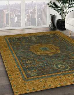 Abstract Reddish Brown Modern Rug in Family Room, abs1464