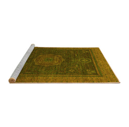 Sideview of Machine Washable Abstract Yellow Modern Rug, wshabs1464yw