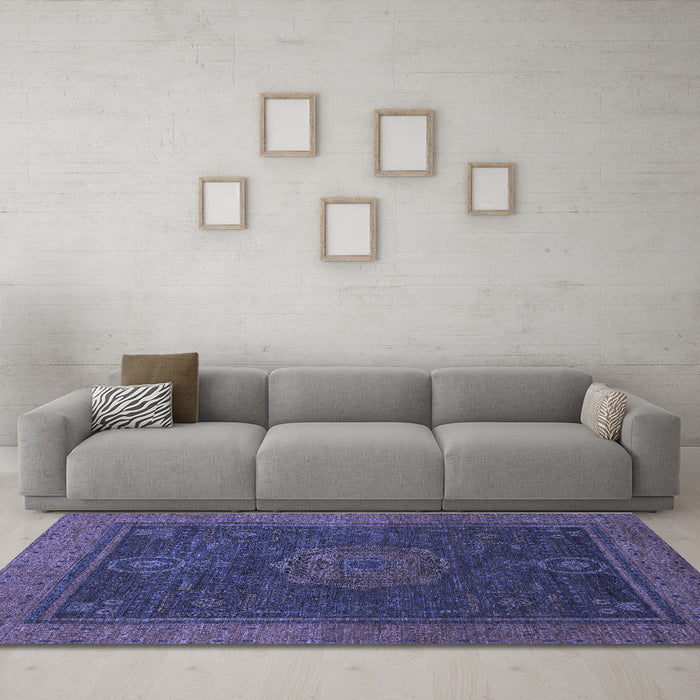 Machine Washable Abstract Blue Modern Rug in a Living Room, wshabs1464blu