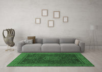 Machine Washable Abstract Emerald Green Modern Rug, wshabs1464emgrn