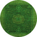 Round Abstract Green Modern Rug, abs1464grn