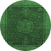 Round Abstract Emerald Green Modern Rug, abs1464emgrn